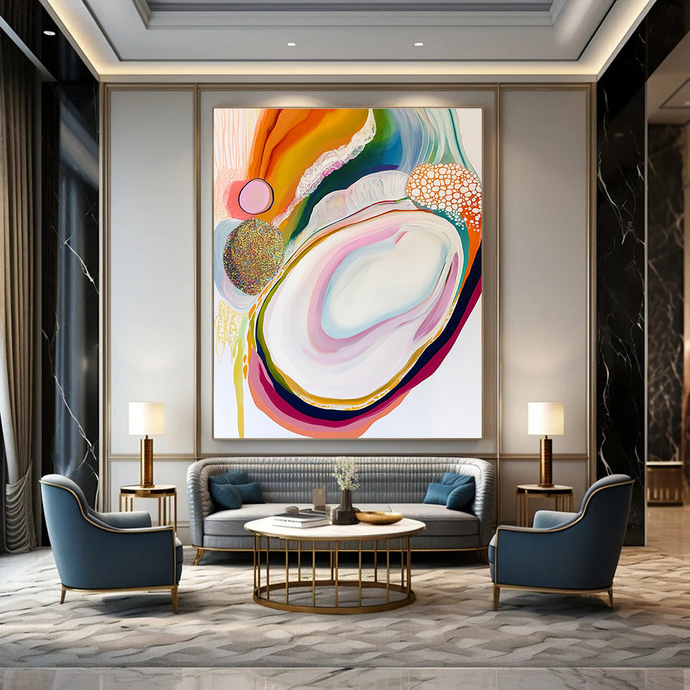 Colorful Abstract Agate Painting for Trendy Boutiques GAB1135