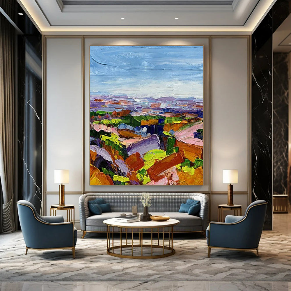 Vivid Colorful Landscape Impasto Painting for Nature - Inspired Spaces HENG276