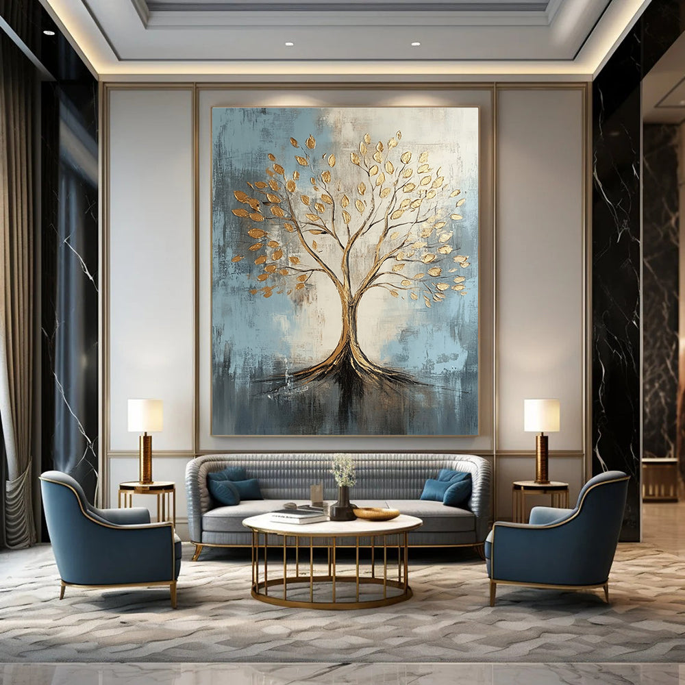 Gold Tree Abstract Painting for Prosperity - Themed Offices GAB0979