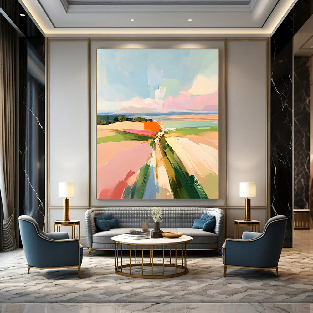 Abstract Landscape with Soft Colors Painting for Serene Living Rooms GAB1144