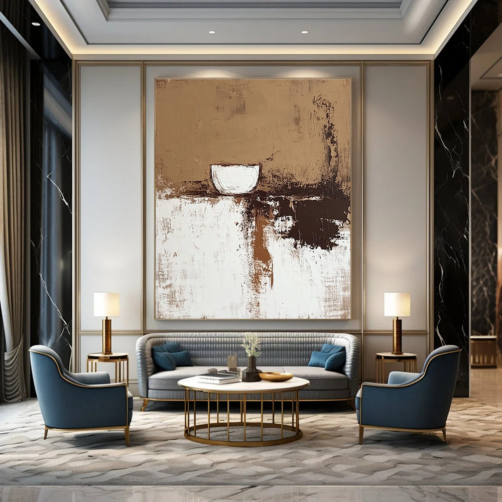 Abstract Cup and Textures Abstract Painting in Earth Tones GAB0047