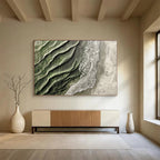 Aerial Beach Wave Patterns Abstract Painting with Natural Rhythms ABS574