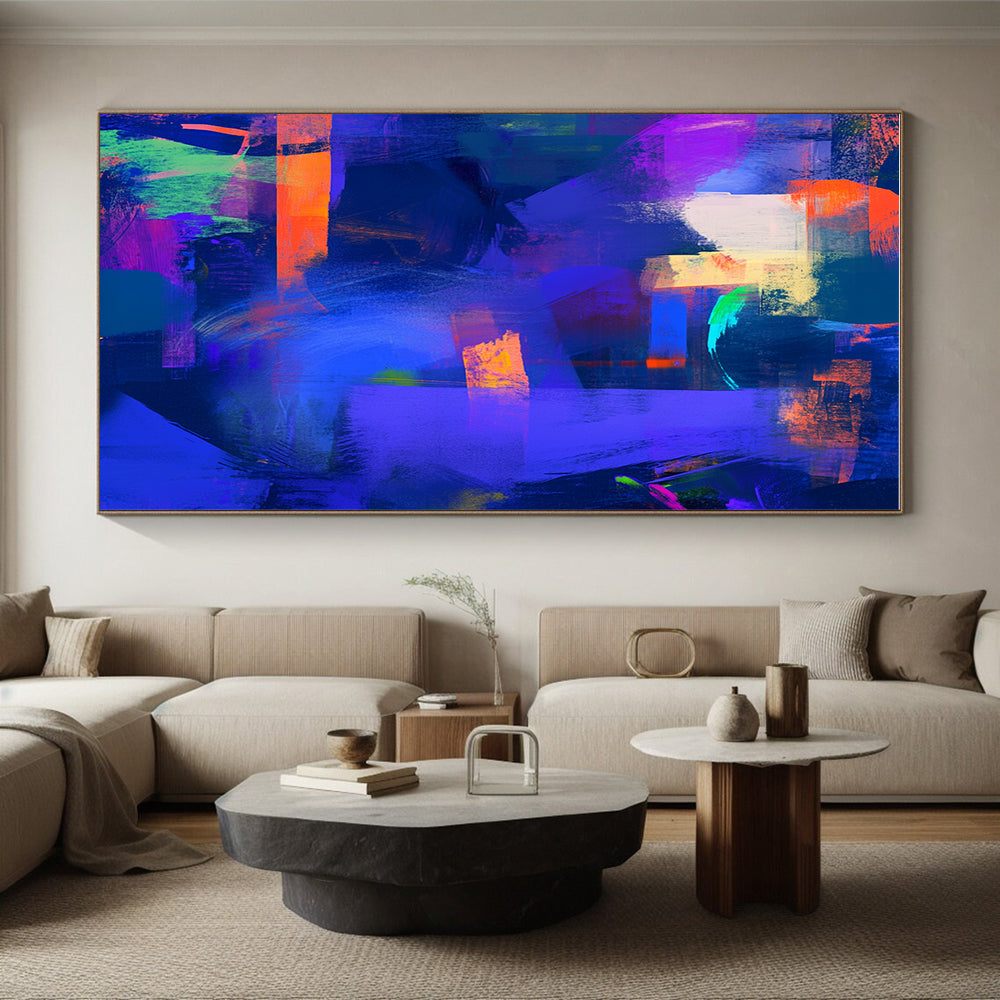 Purple - Blue Abstract Fusion Painting with Mysterious Allure WINK407