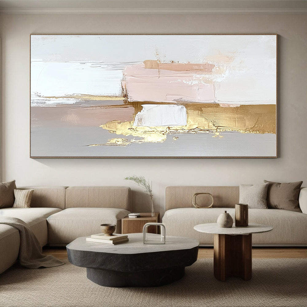 Pink Gold Gray Abstract Painting with Delicate Luxury WINK471