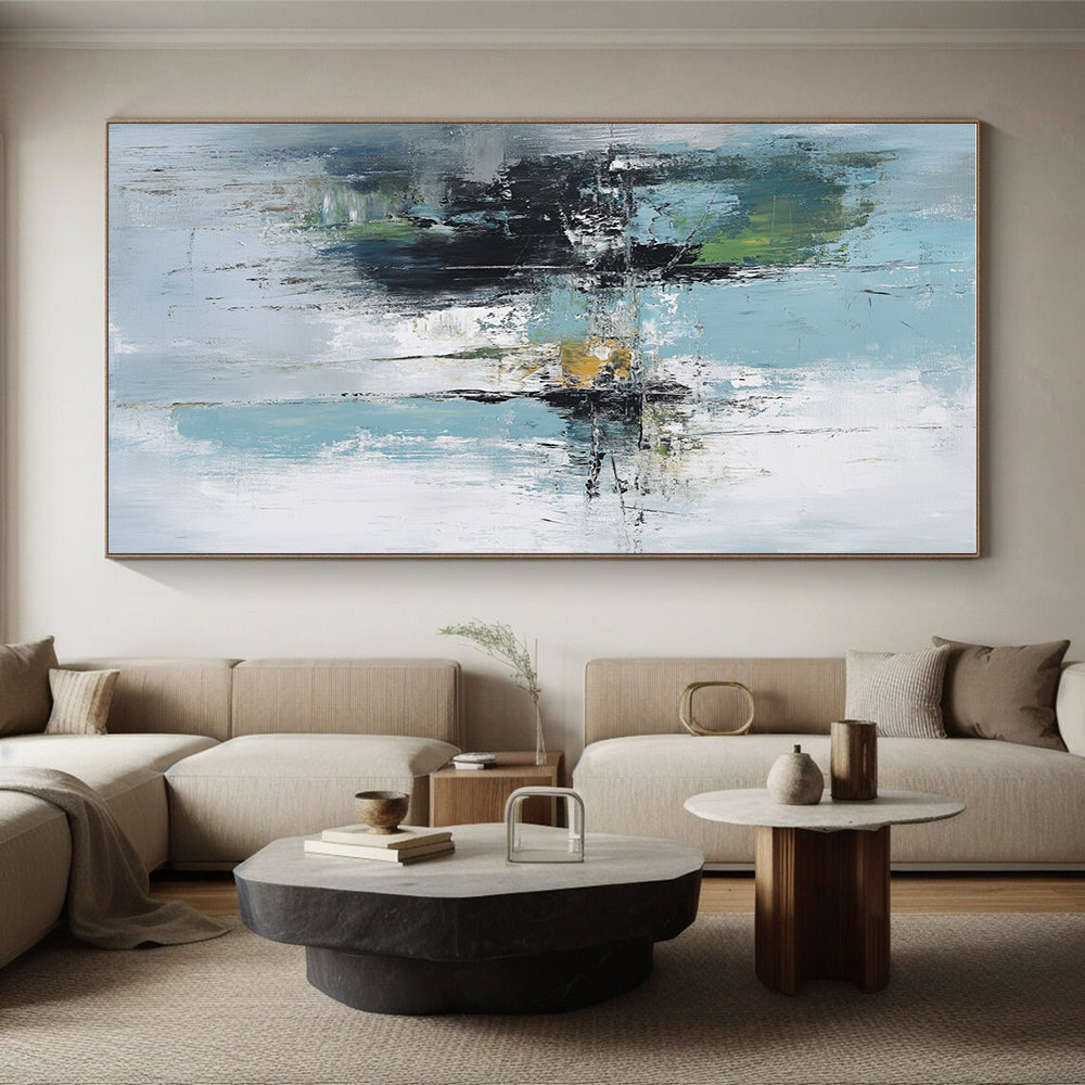 Blue Green Abstract Landscape Painting with Dreamy Atmosphere WINK758
