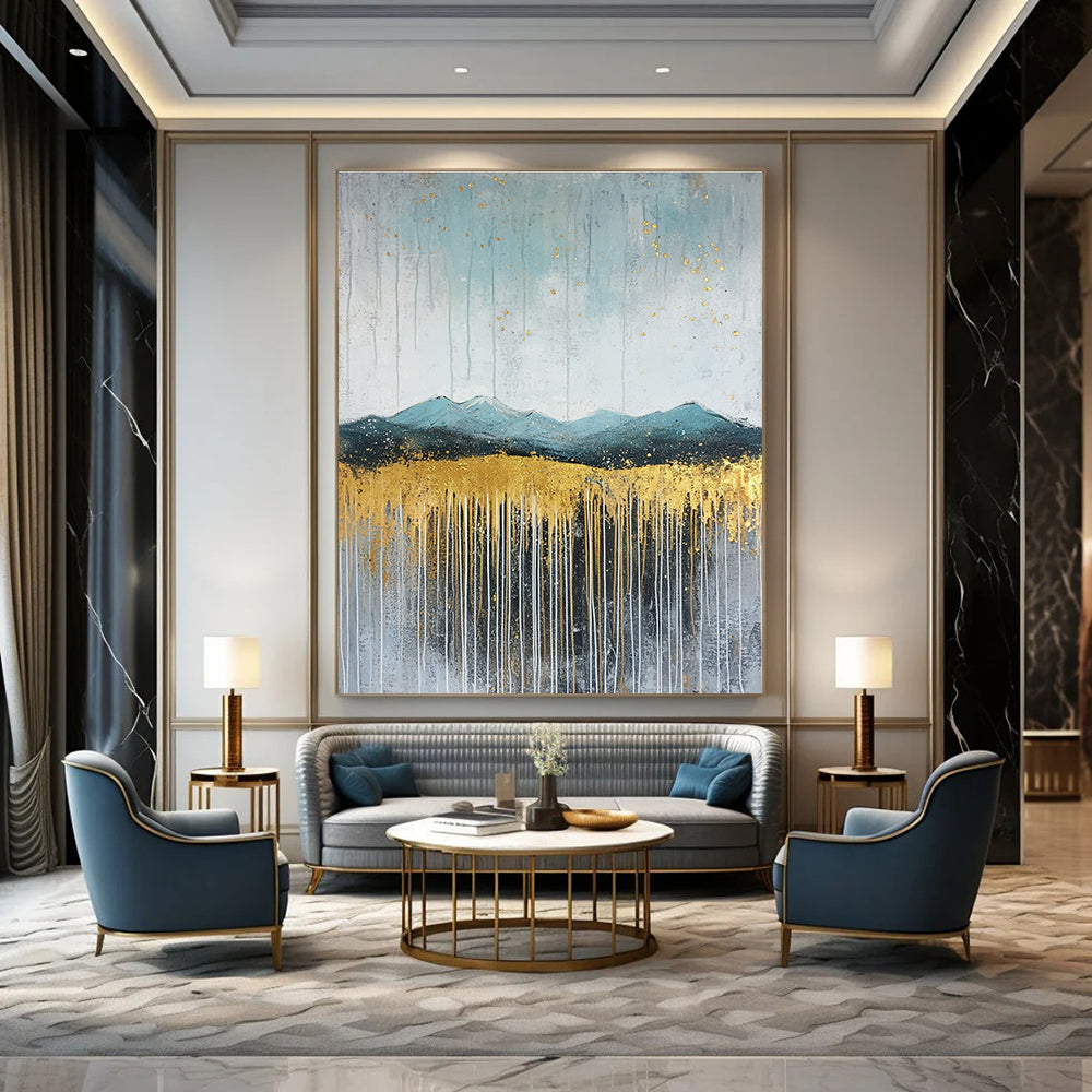 Golden Mountain Abstract - Elegant Landscape with Metallic Accents GAB0532