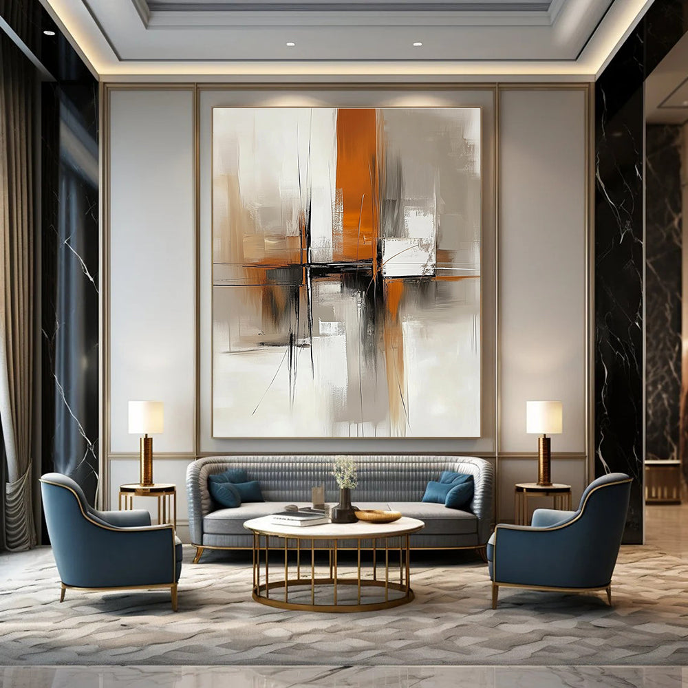 Geometric Abstract Painting for Modern Corporate Reception Areas GAB1259