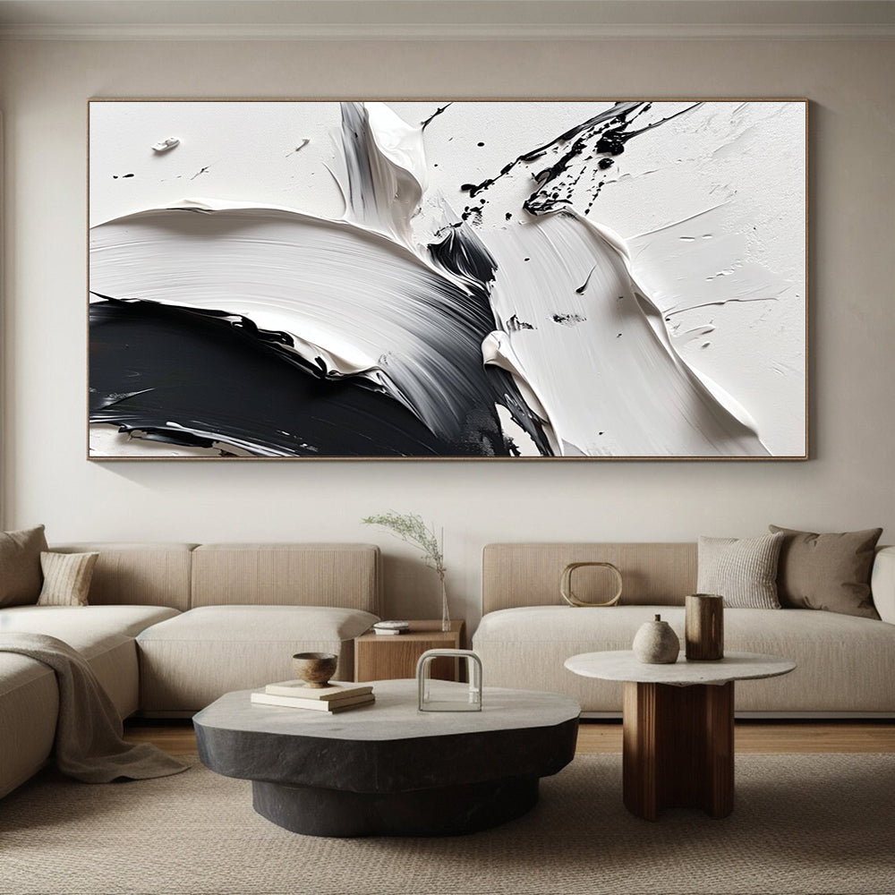 Black White Textured Abstract 2 Painting with Dramatic Depth WINK739