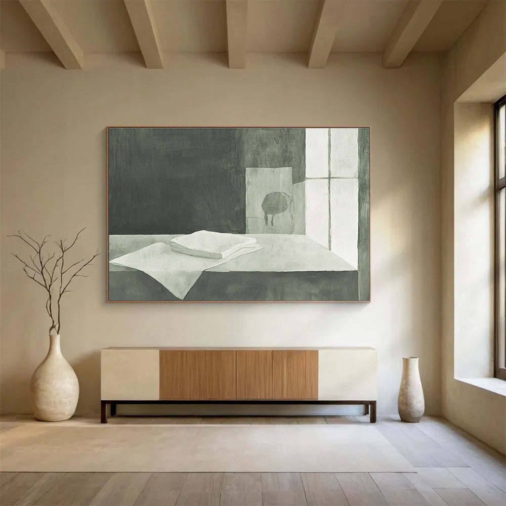 Monochrome Still Life: Quiet Contemplation in Gray Tones Abstract Painting ABS162