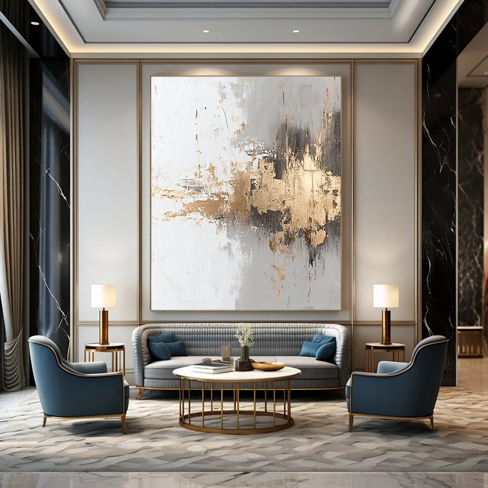 Gold Accent Abstract Painting for Modern - Styled Hallways GAB0995