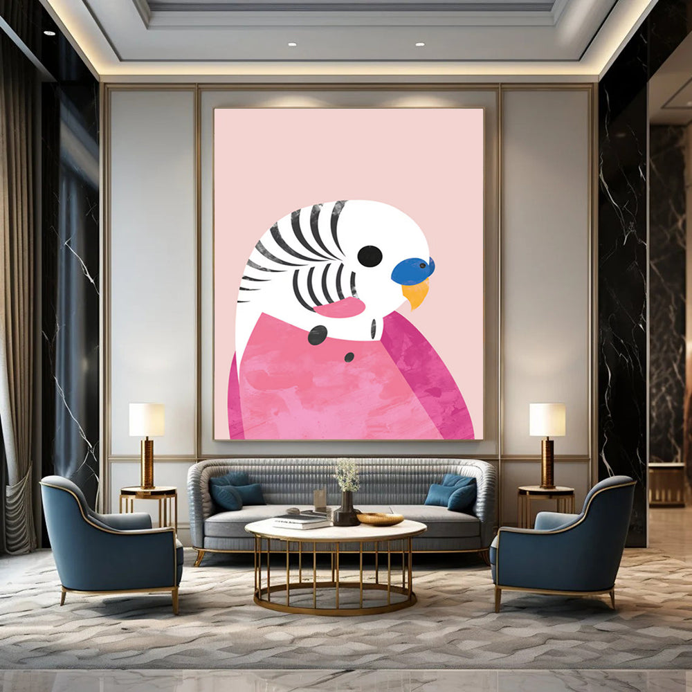 Playful Pink - Themed Parrot Art for Whimsical Spaces HENG227