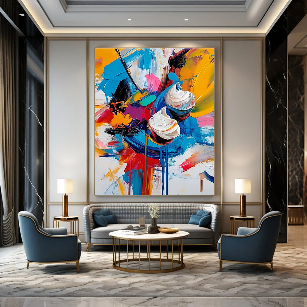 Colorful Abstract Blooms Painting for Vibrant Kitchens GAB0757