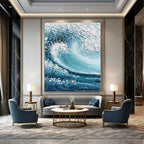 Dynamic Ocean Wave Abstract Painting for Beach - Lover Spaces HENG322