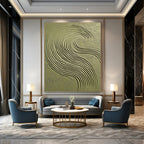 Green Wavy Textured Art Organic Abstract Painting for Nature - Inspired Interiors GAB1404