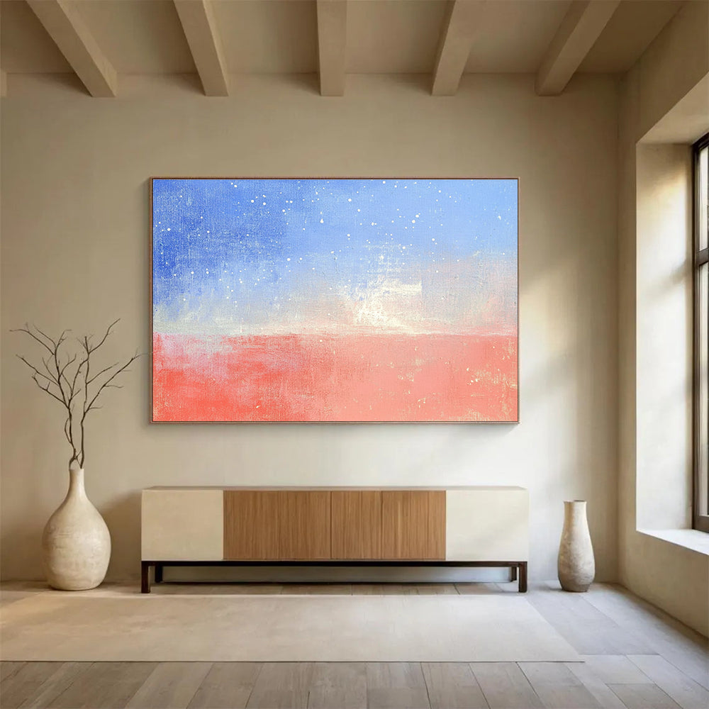Starry Sky and Sea Abstract Painting with Serene, Celestial Ambiance ABS524