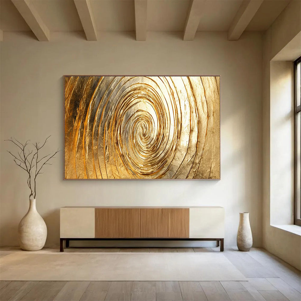 Golden Spiral Abstract Painting for Luxury Home Decor YHT167