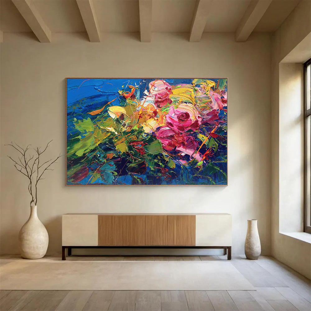 Colorful Floral Abstract Painting for Luxury Hotel Suites YHT470