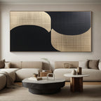 Circular Beige and Black Abstract Painting with Subtle Textures WINK839