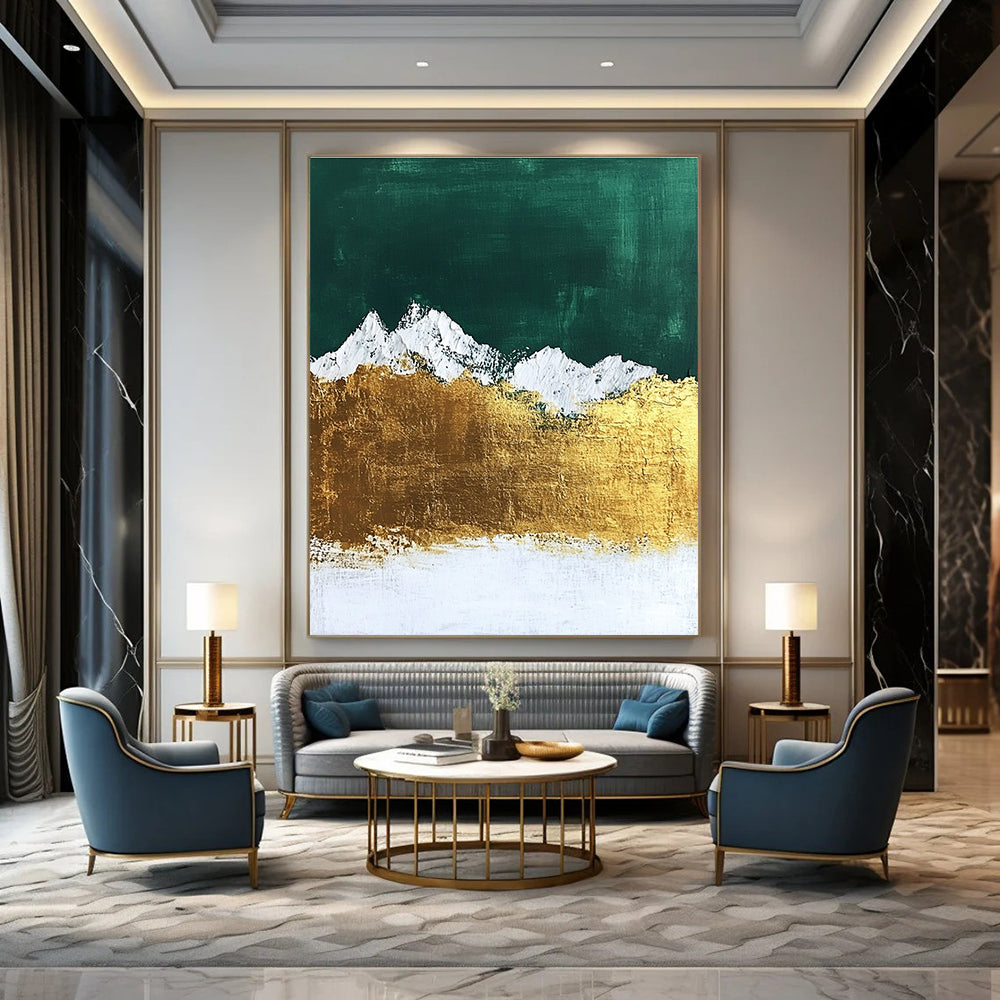 Golden Mountain Peaks - Majestic Landscape Abstract Art GAB0507