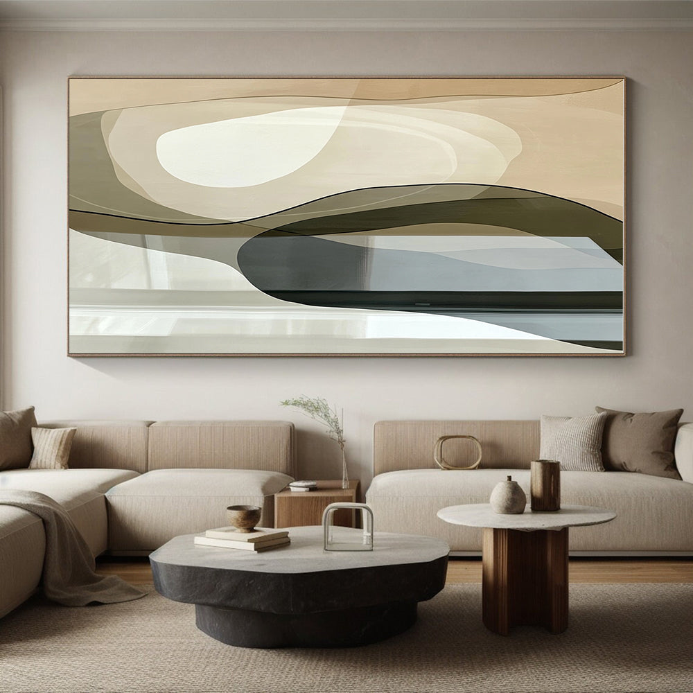 Translucent Curved Shapes Abstract Painting with Elegant Flow WINK045