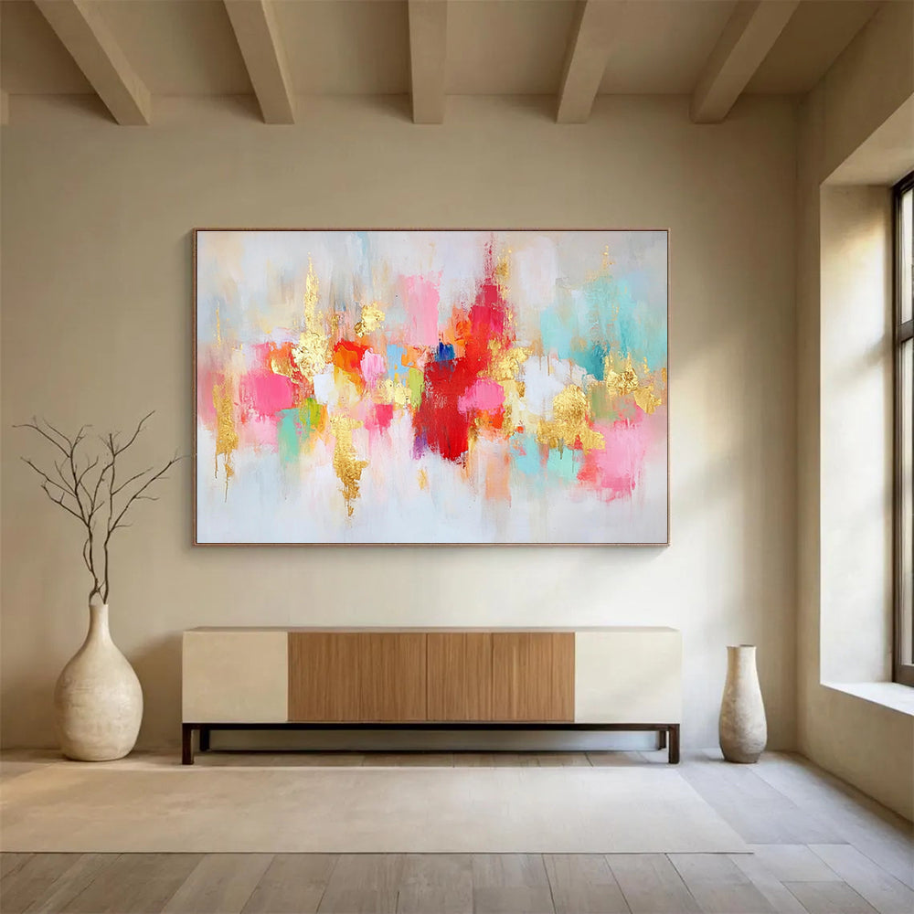 Colorful Gold - Accented Abstract Painting with Luxurious Vibes ABS423