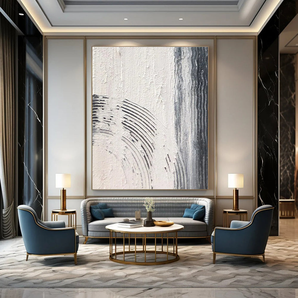 Gray - White Textured Abstract Detail Painting for Art - Centric Nooks HENG399