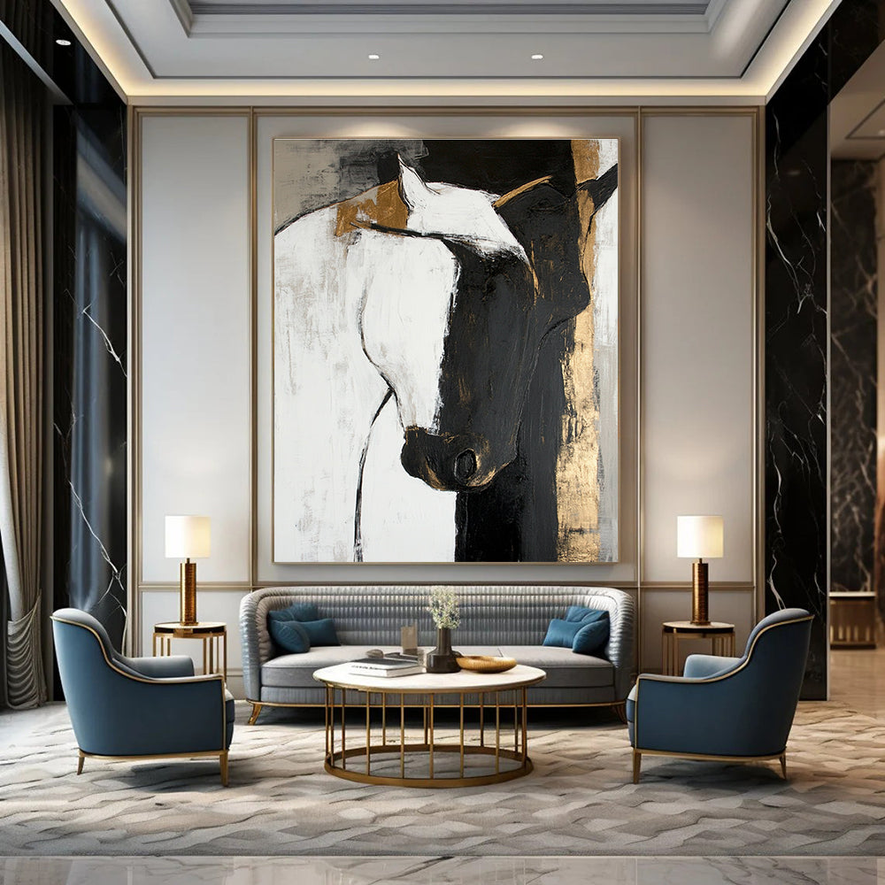 Horse in Gold Accent Abstract Painting for Luxurious Stables GAB0788