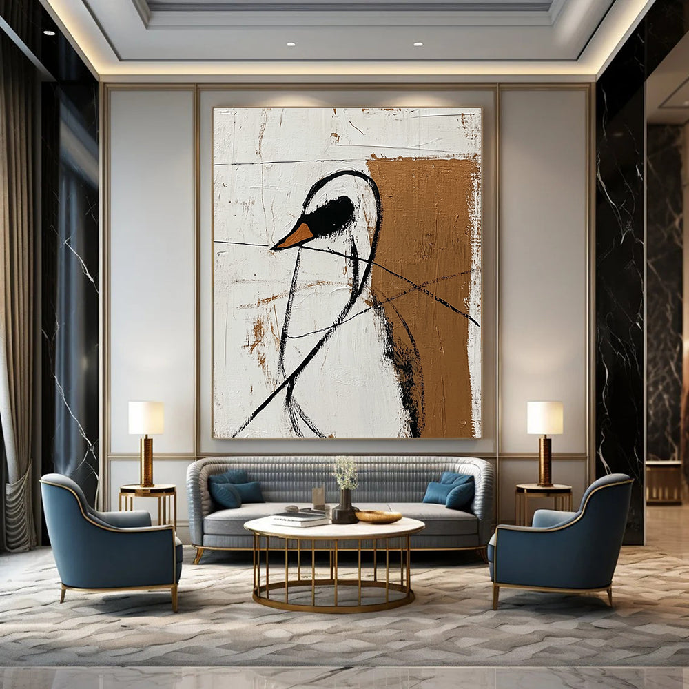 Minimalist Bird Abstract Painting for Nature - Loving Studies GAB0962
