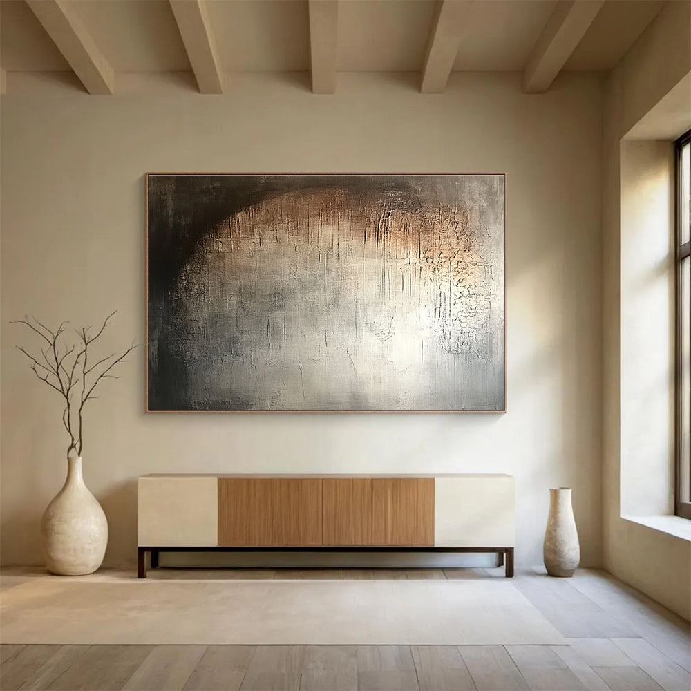 Moody Textured Neutral Understated Drama Abstract Painting ABS125