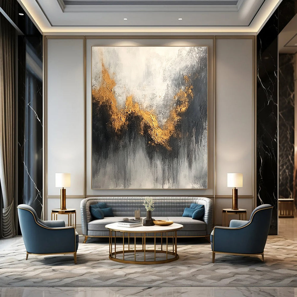 Gold - Wave Abstract Painting for Coastal - Inspired Spas GAB0861