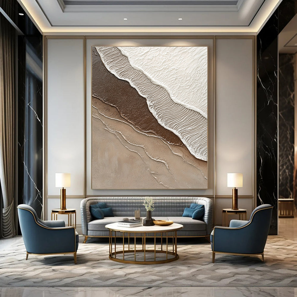 Multi - brown Wavy Textures Abstract Painting with Earthy Vibes GAB0076