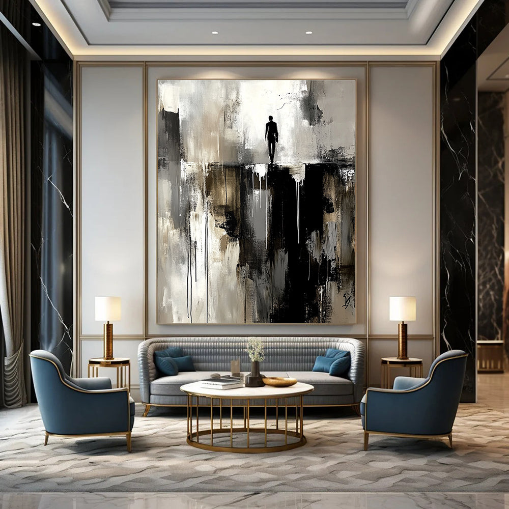 Silhouette on Precipice Abstract Painting for Bold Statements GAB0691