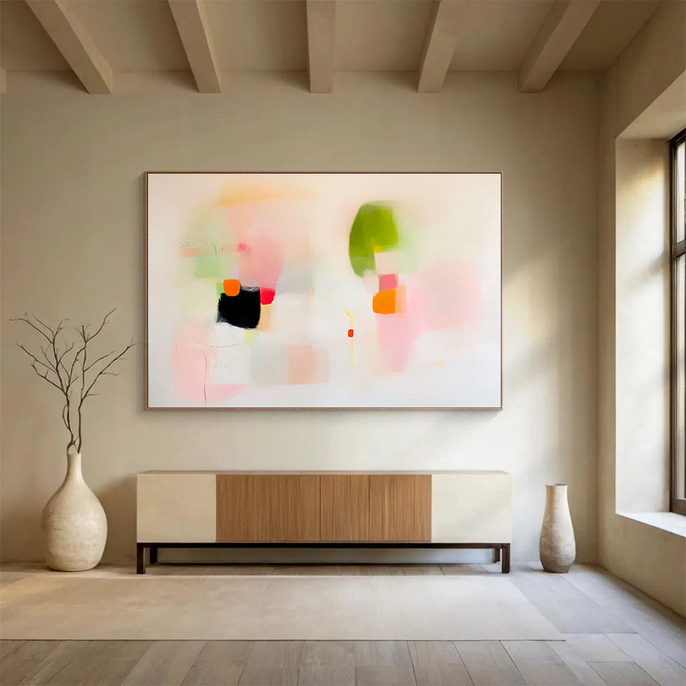 Soft Color Block Abstract Painting with Gentle Playful Forms ABS537
