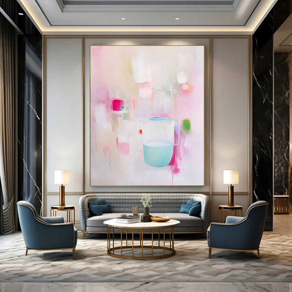 Pastel Pitcher Still Life Soft - Hued Abstract Painting GAB0357