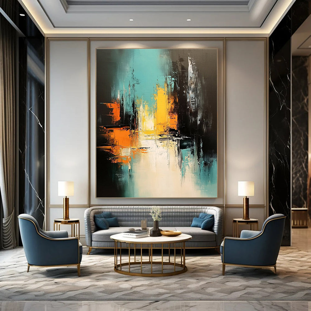 Urban Night Abstract Painting for Modern City - Lover’s Penthouses GAB0945