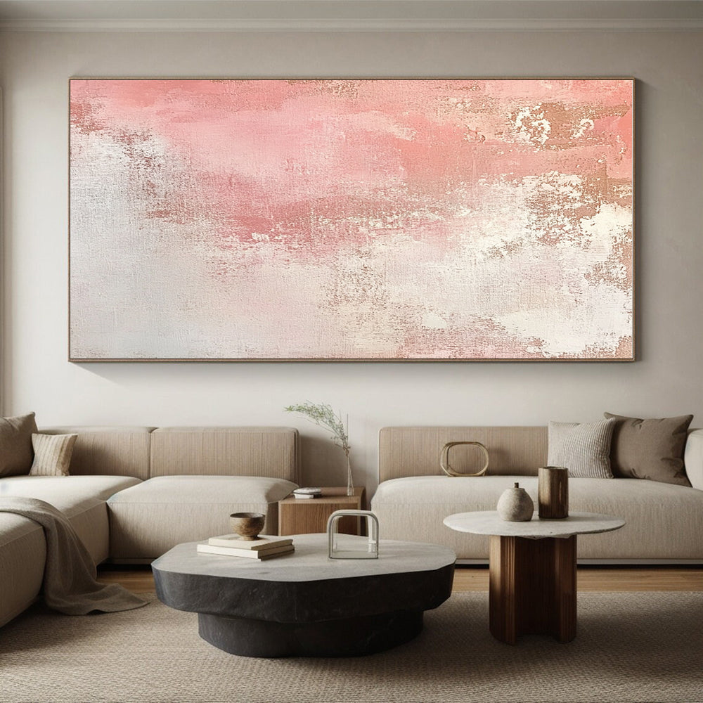 Pink and White Textured Gradient Abstract Painting with Soft Femininity WINK040