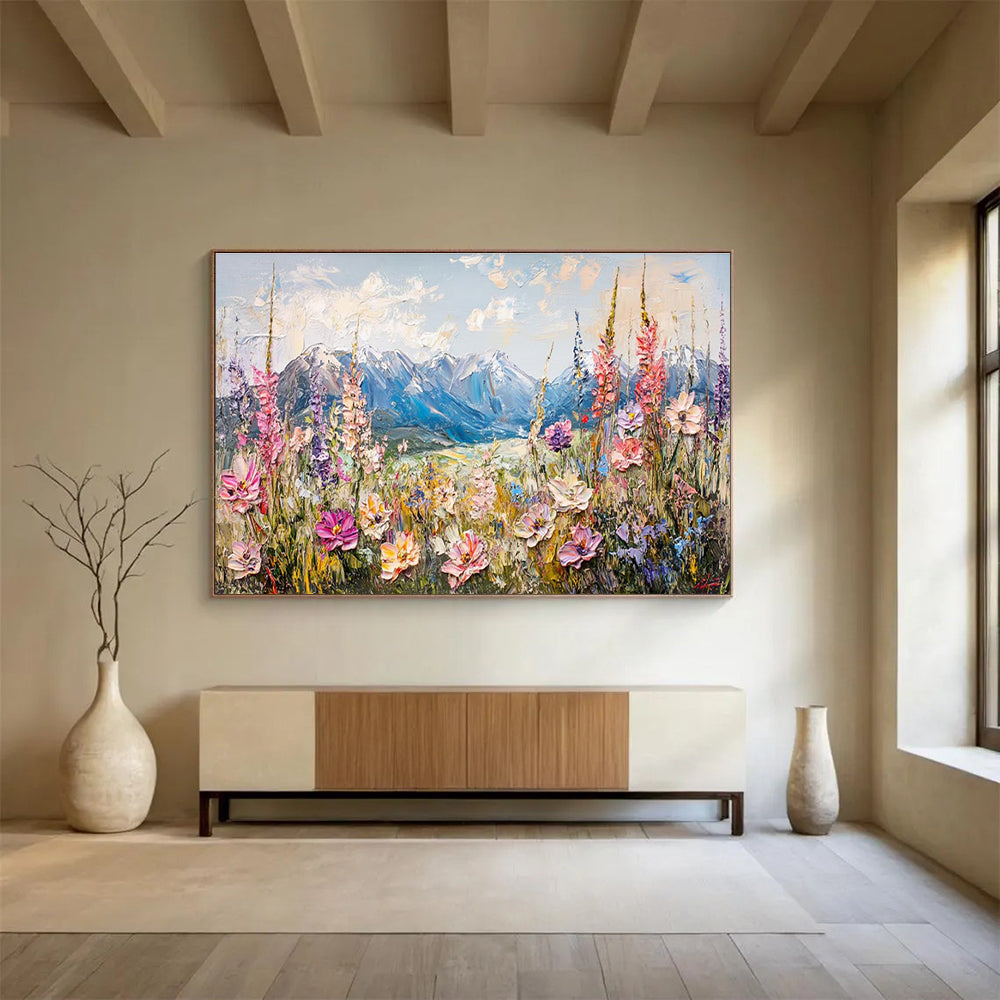 Mountain Flower Abstract Painting for Alpine Lodge Dining Halls YHT411