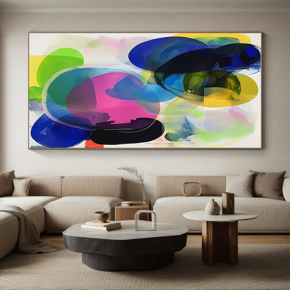 Colorful Translucent Abstract Painting with Layered Vibrancy WINK608