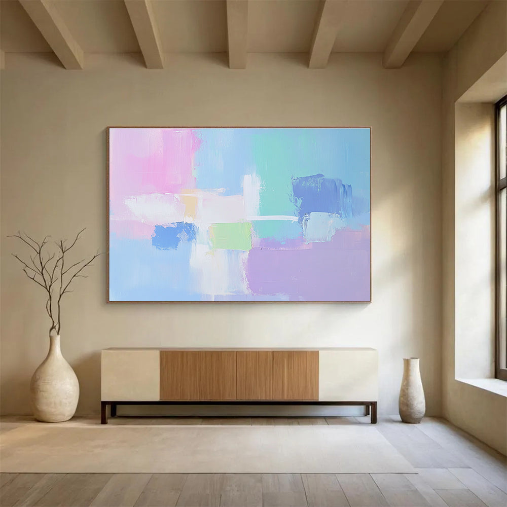 Pastel Color Block Abstract Painting with Delicate Harmony ABS414