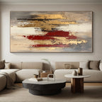 Gray Gold Red Abstract Painting with Rich Contrasts WINK663