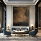 Dark Brown Abstract Painting for Sophisticated Wine Cellars HENG479