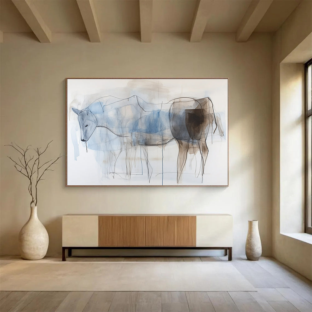 Layered Horse Sketches with Delicate Lines Abstract Painting ABS329