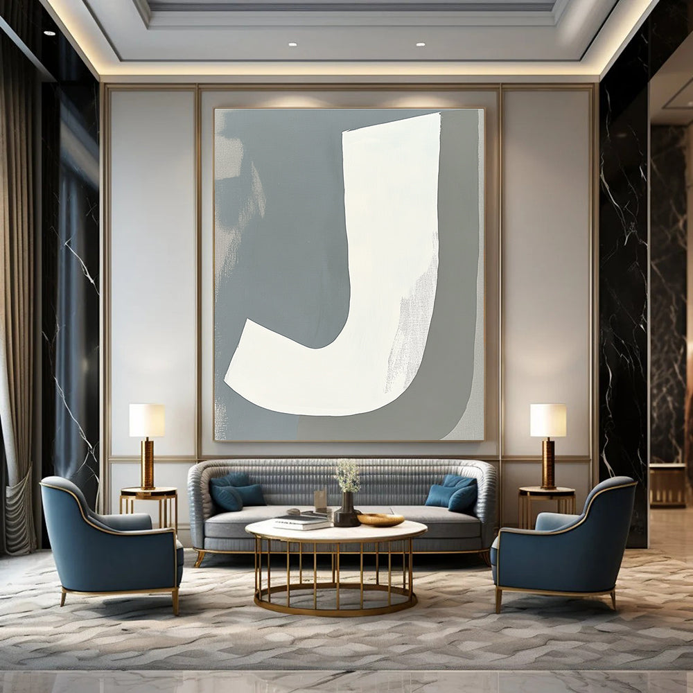 Bold Letter J Art Graphic Monogram Abstract Painting GAB0265