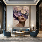 Woman with Purple Floral Veil Painting for Romantic Interiors HENG329