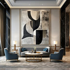 Black and Gray Geometric Abstract Painting for Industrial - Style Offices GAB0922