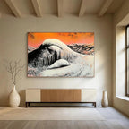 Snowy Mountain with Icicles: Stark Winter Beauty Abstract Painting ABS160