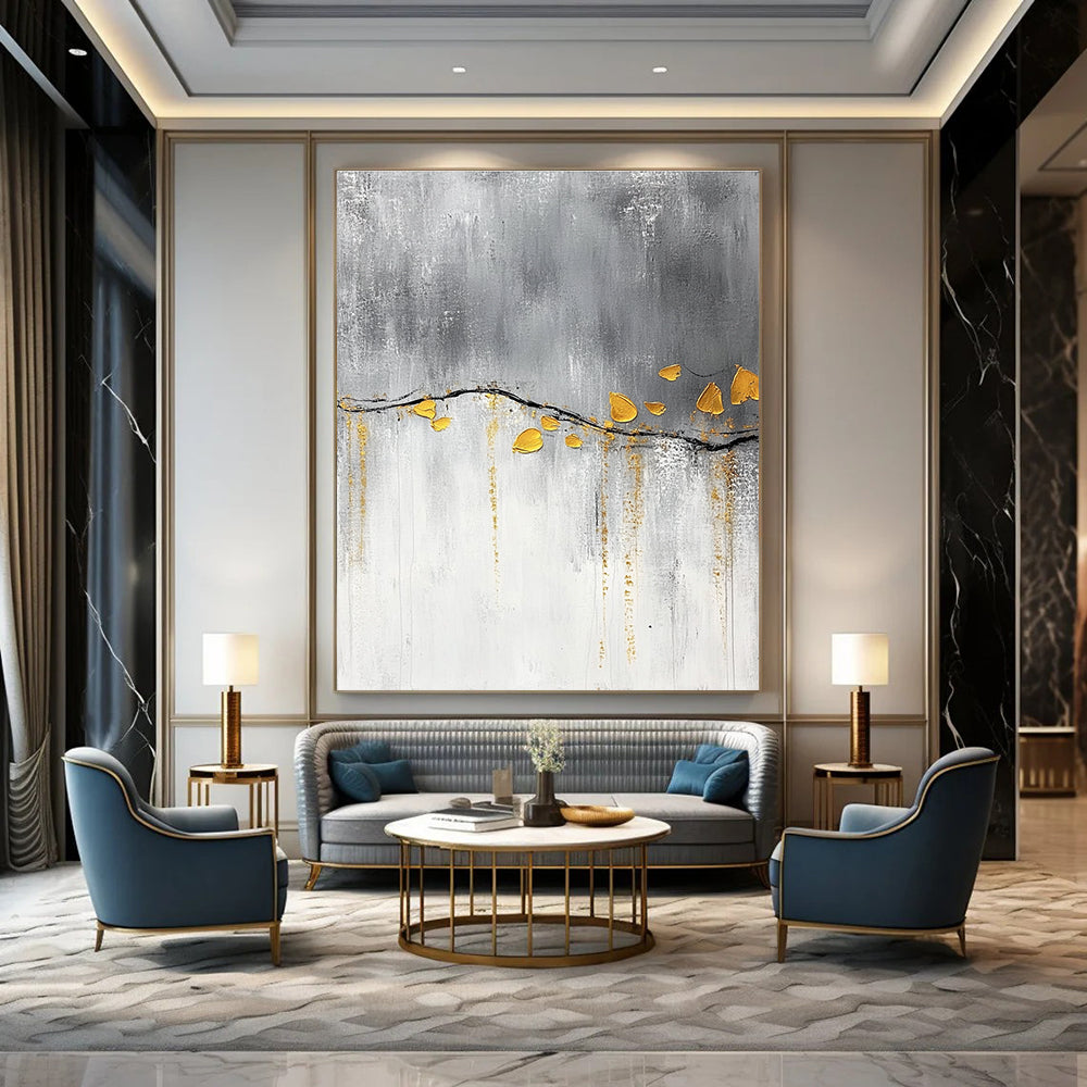 Gold - Branch Abstract Painting for Minimalist Home Offices GAB0863
