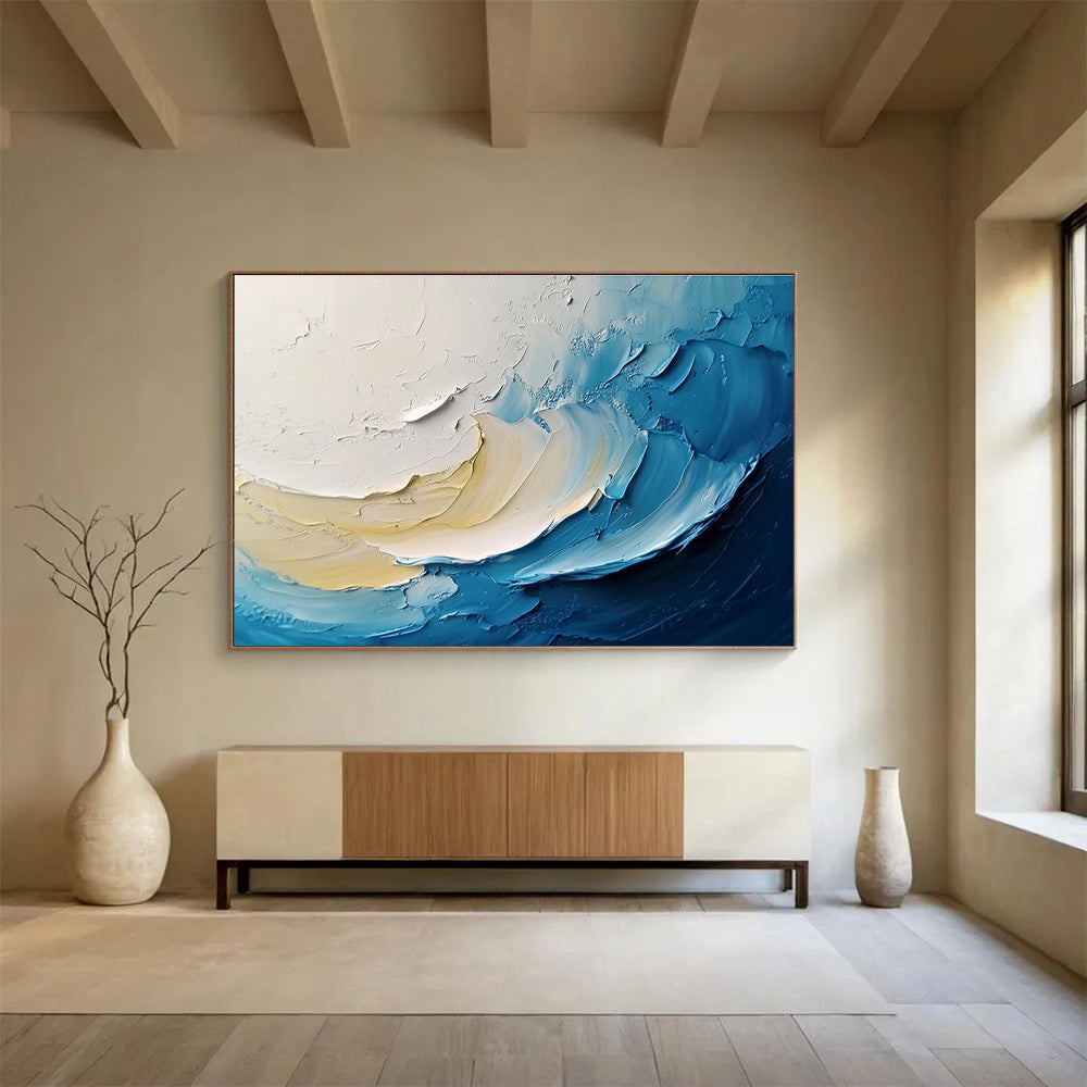 Textured Wave Abstract Painting with Dynamic, Tactile Layers ABS526