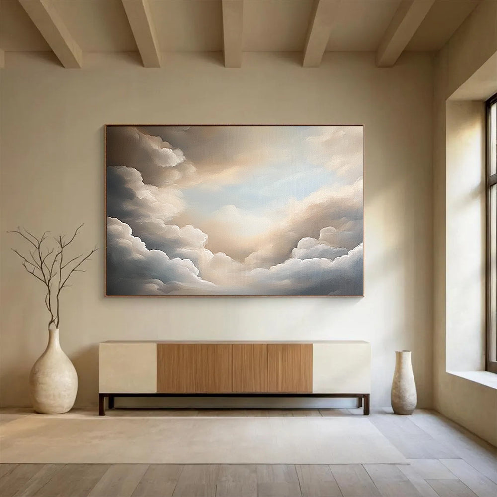 Serene Neutral Cloudscape Abstract Painting ABS132