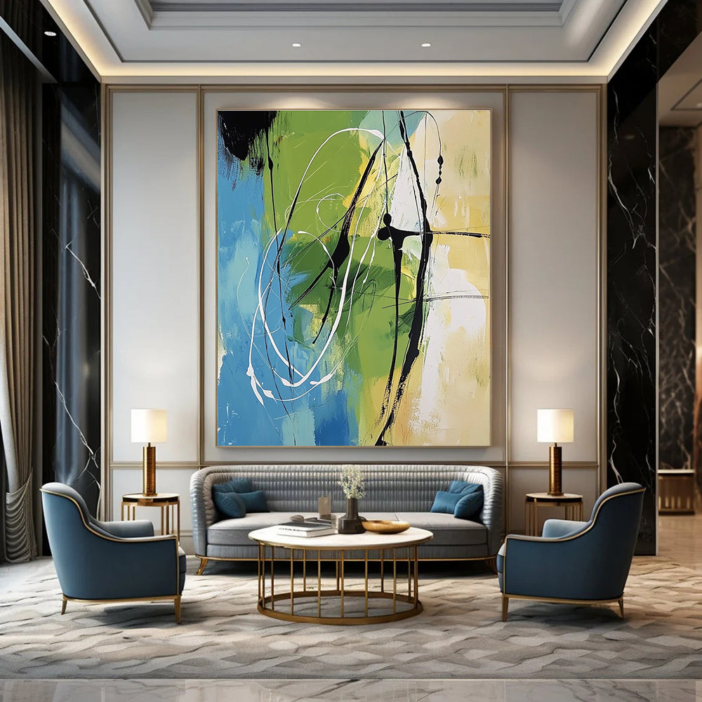 Colorful Abstract Lines Painting for Creative Workspaces GAB0811